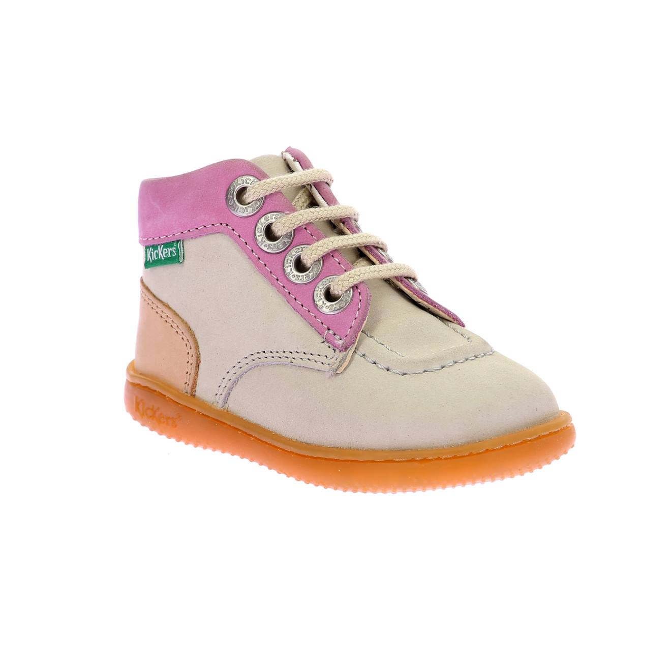 Bottillons Bébé Kickiconic Blanc Casse Rose Corail