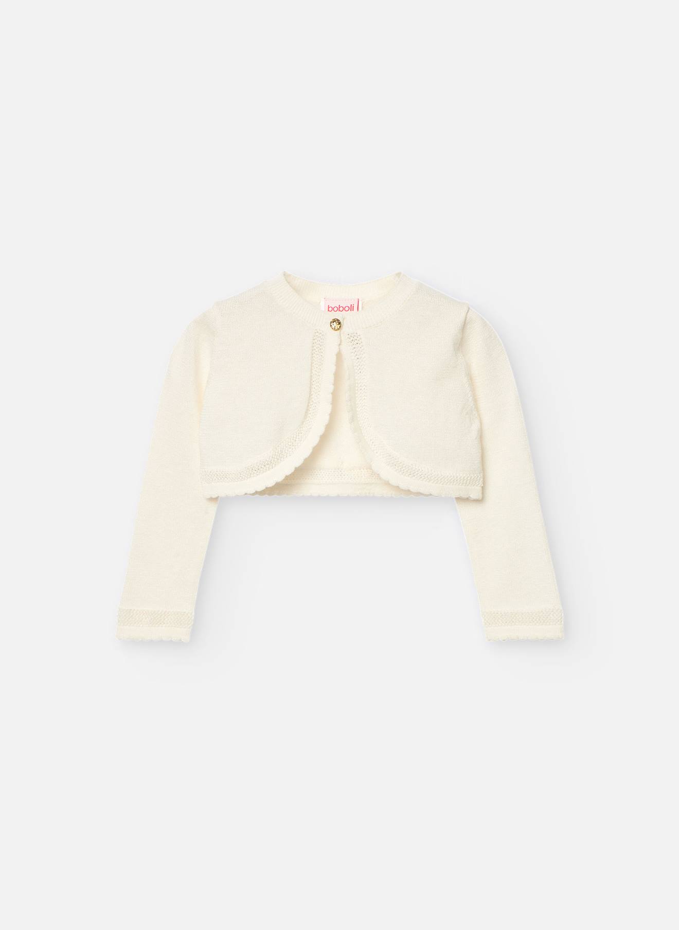 Boléro Avec Finitions Ondulées Et Fermeture Bouton Blanc