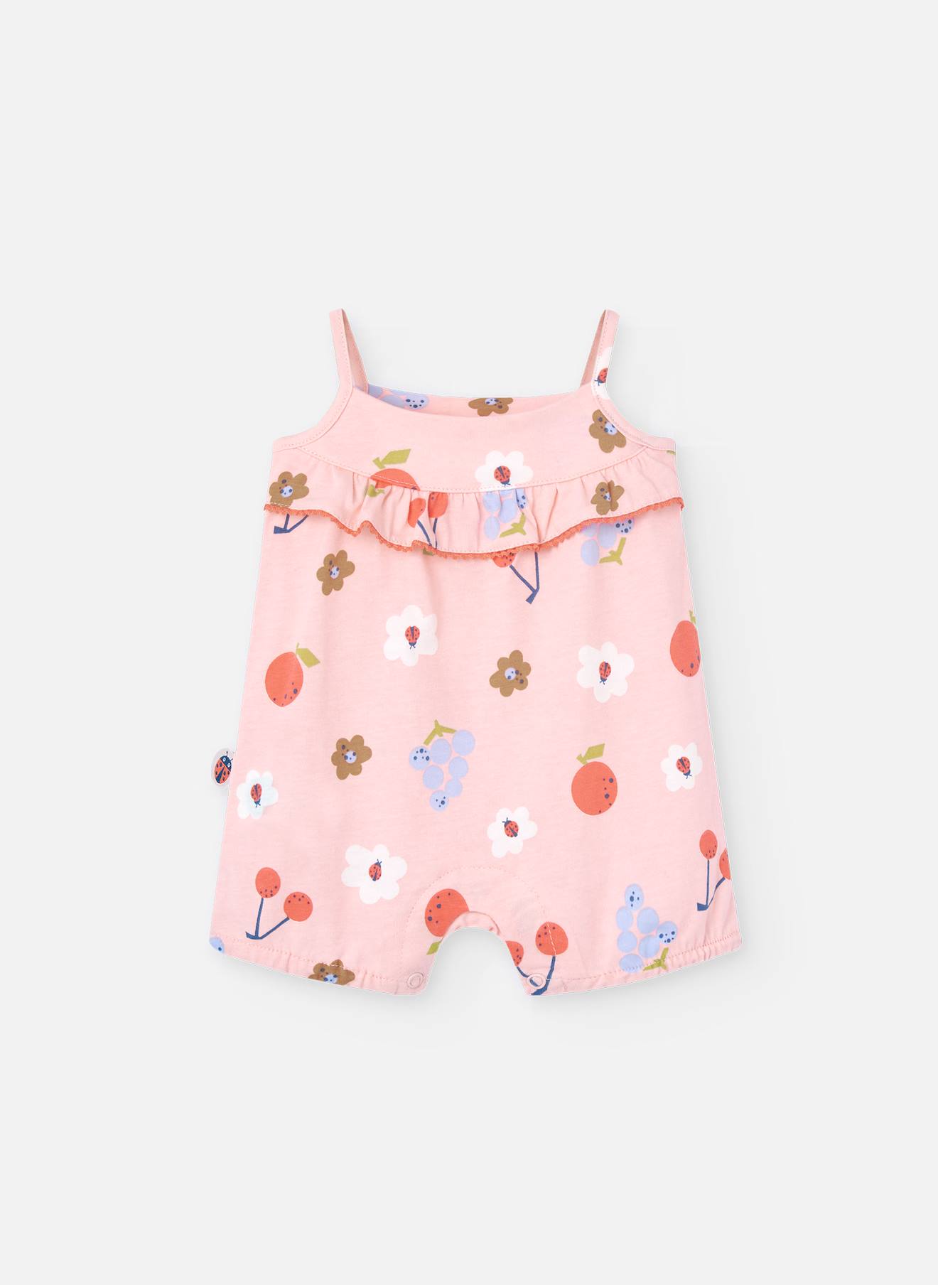 Grenouillère En Tricot Fleurs Rose