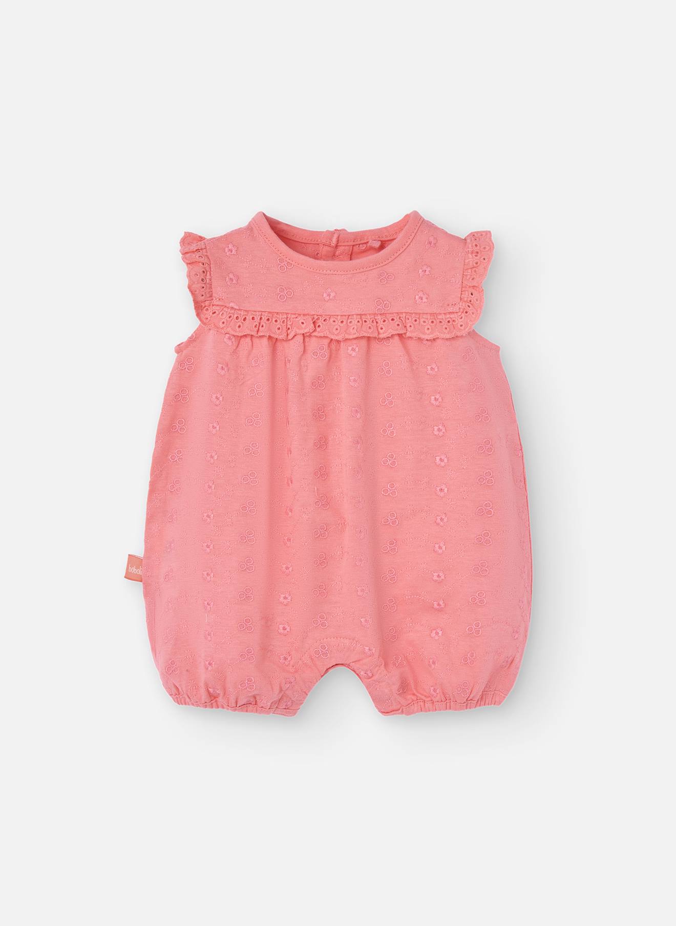 Barboteuse En Coton Brodé Rose