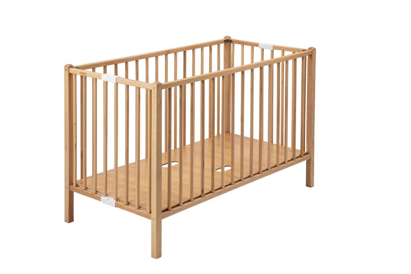 Lit Bébé Pliant - Roméo - En Hêtre Massif Bois Naturel Vernis