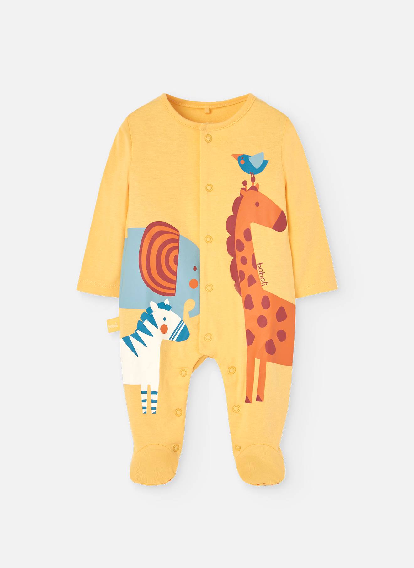 Barboteuse En Coton Avec Ouverture Frontale Jaune