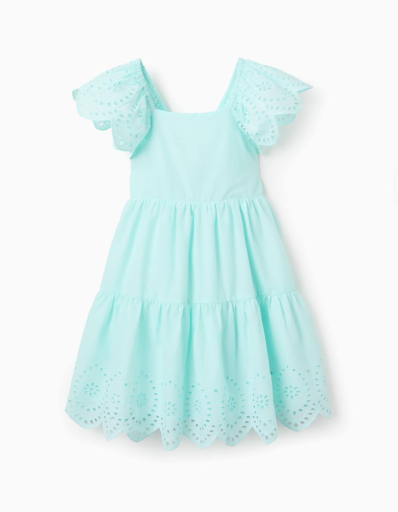 Robe En Coton Avec Broderie Anglaise Bleu Clair