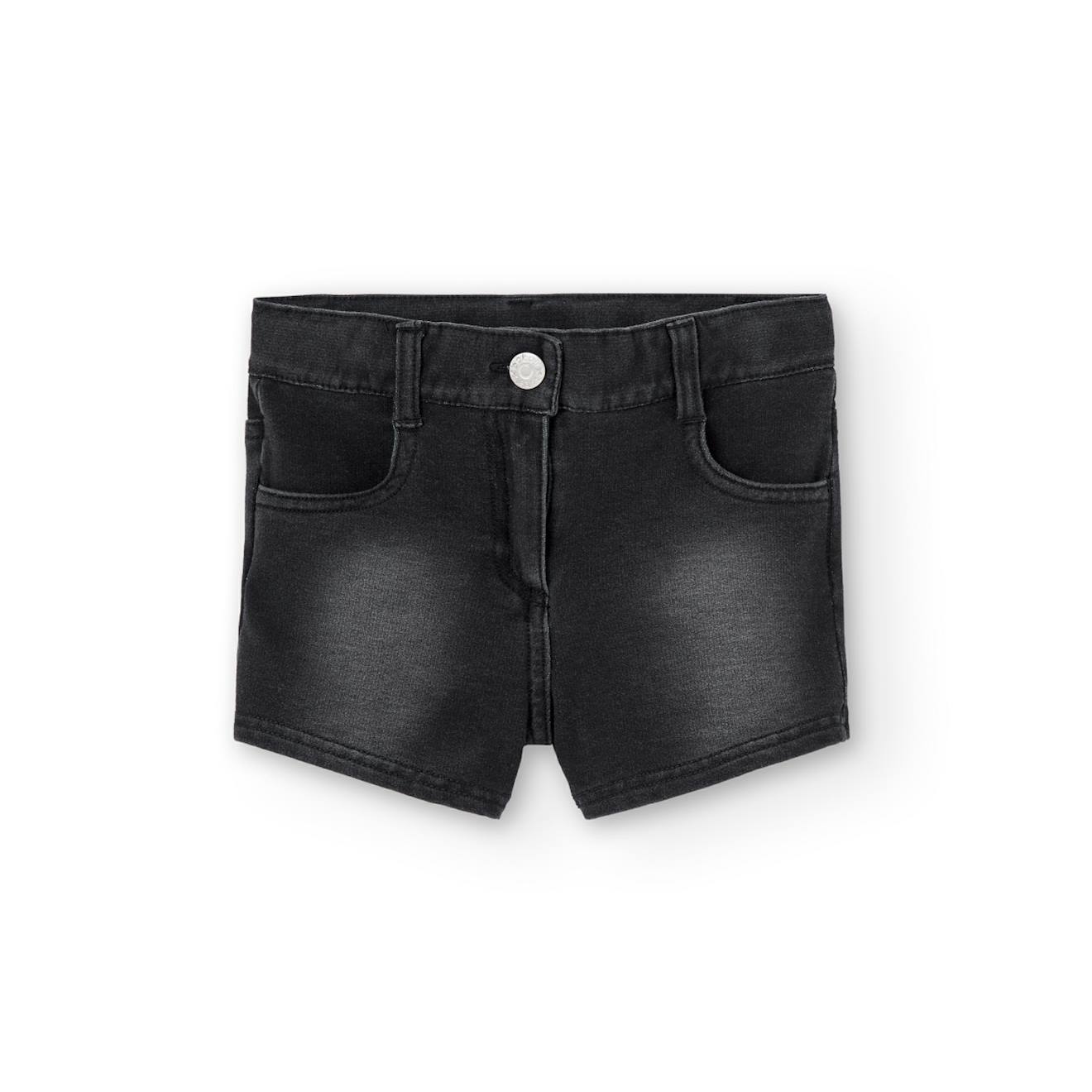 Short En Denim Avec Bouton Et Fermeture É Noir