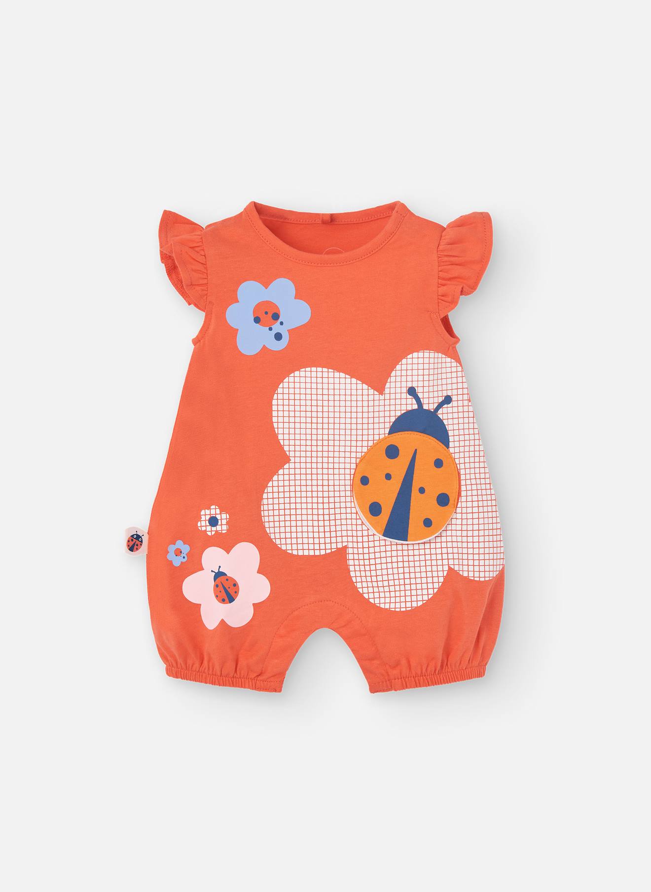 Barboteuse En Coton Avec Fleurs Et Coccinelles Rouge