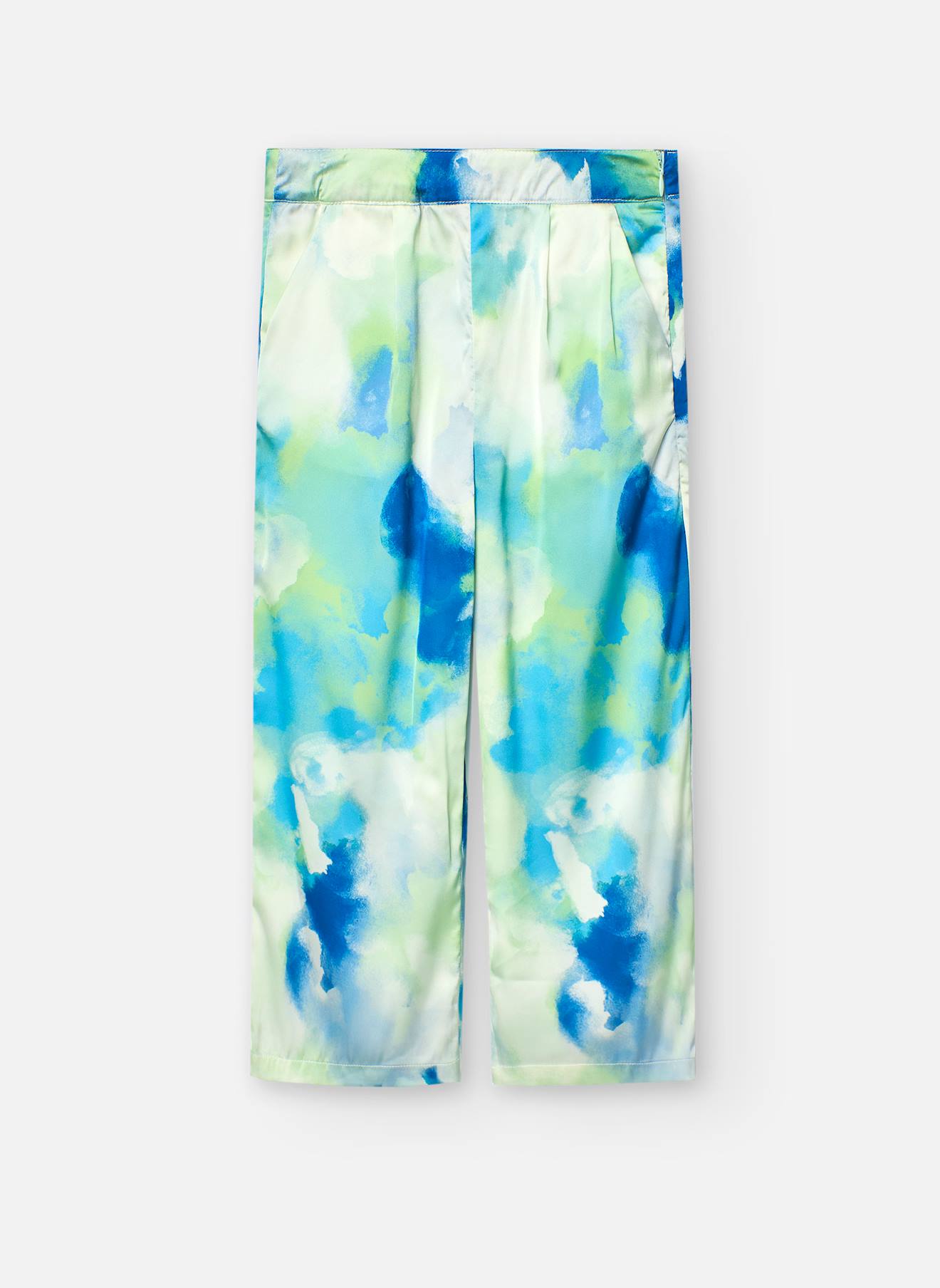 Pantalon En Satin Avec Imprimé Abstrait Vert