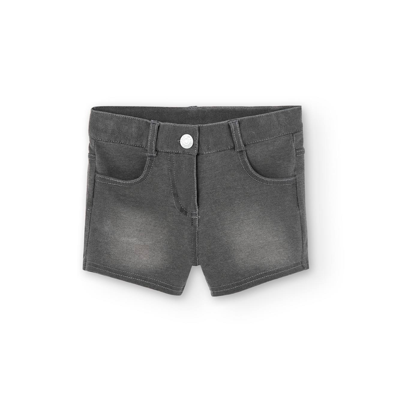 Short En Denim Avec Bouton Et Fermeture É Gris