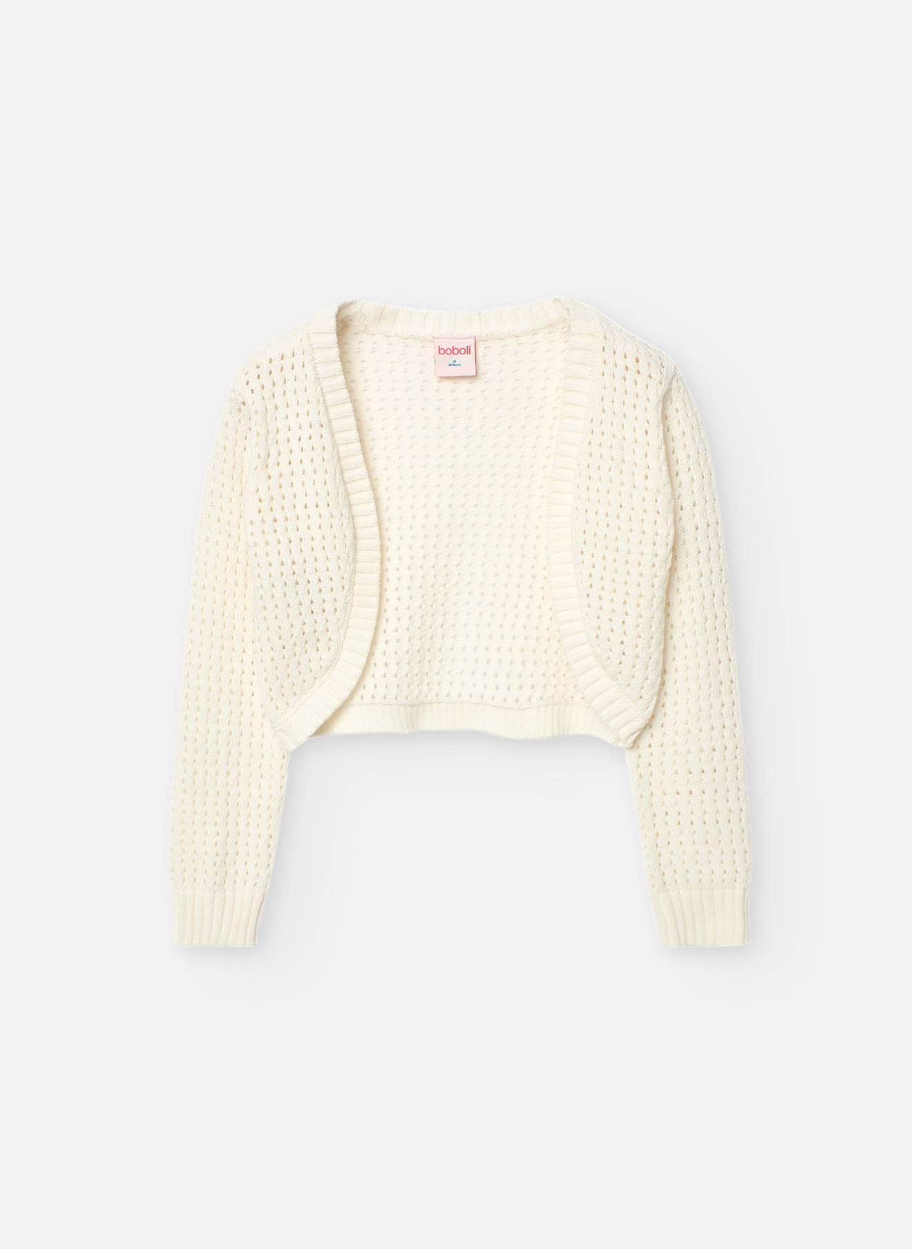 Veste Ouverte En Maille Ajourée Blanc