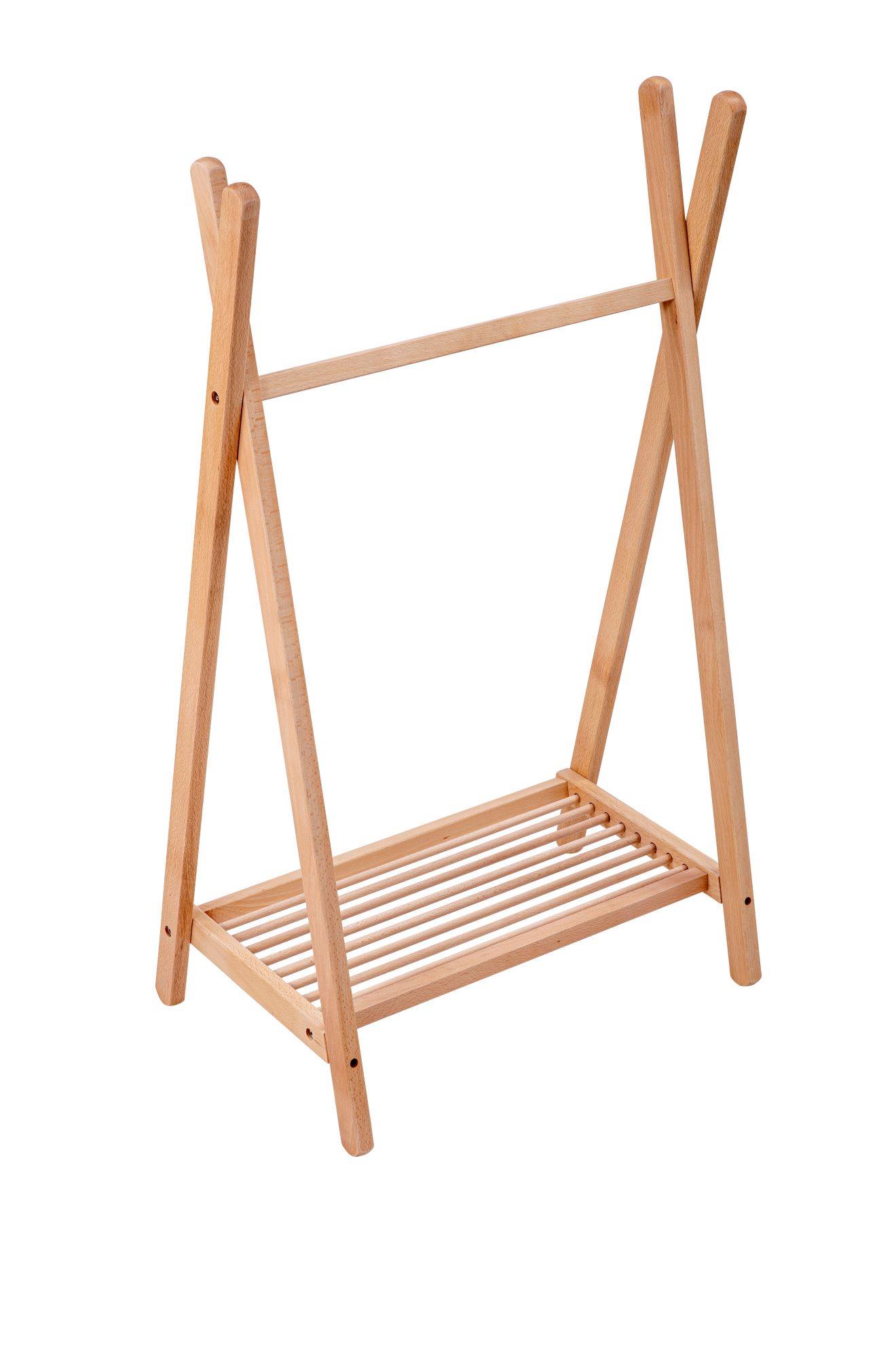 Portant Vêtements Bébé Léandre En Bois De Hêtre Massif Bois Naturel Vernis