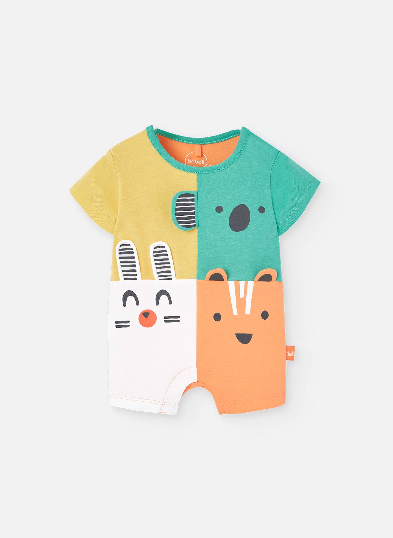 Barboteuse En Coton Colour Block Orange
