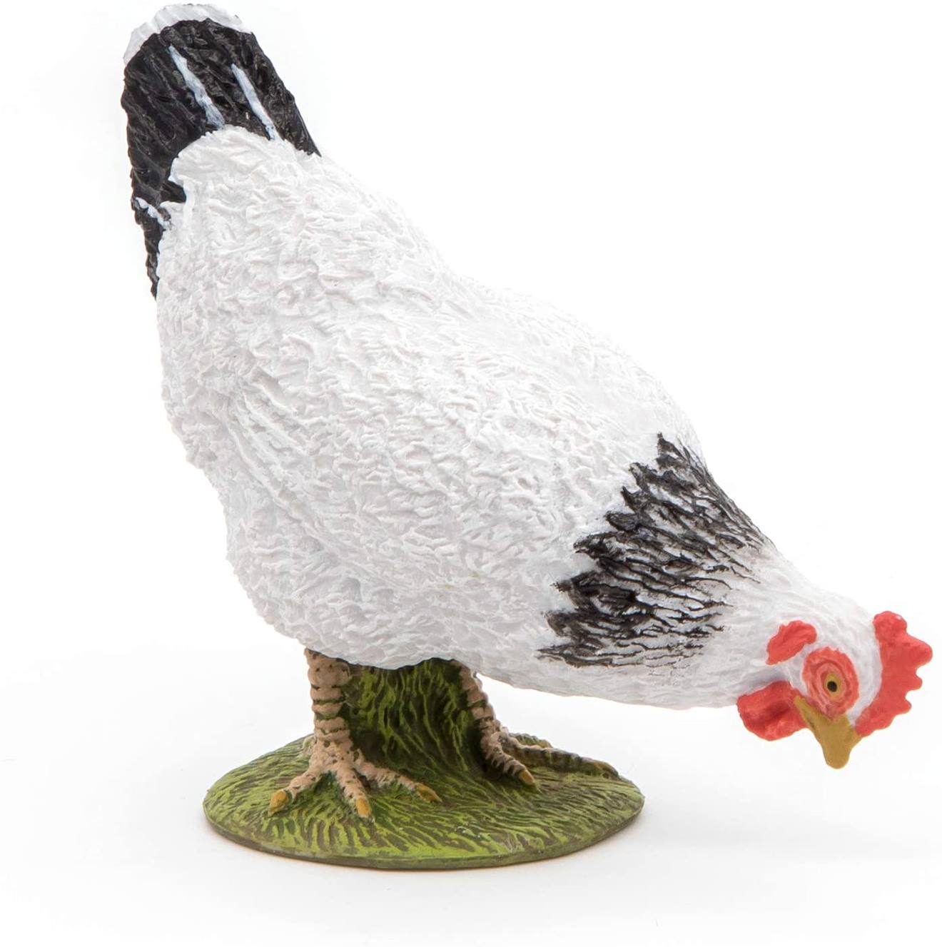 Figurine Poule Blanche Picorant Blanc