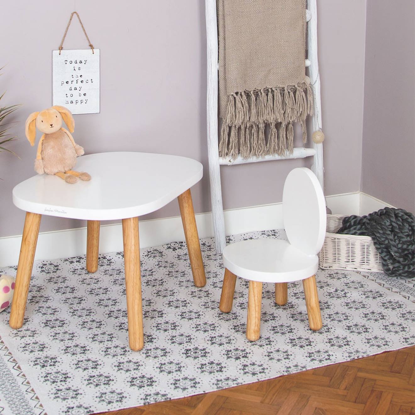 Ensemble Table Et Chaises Enfant Ovaline 1-4 Ans Blanc Et Bois (Pioupiou Et Merveilles) - Image 2