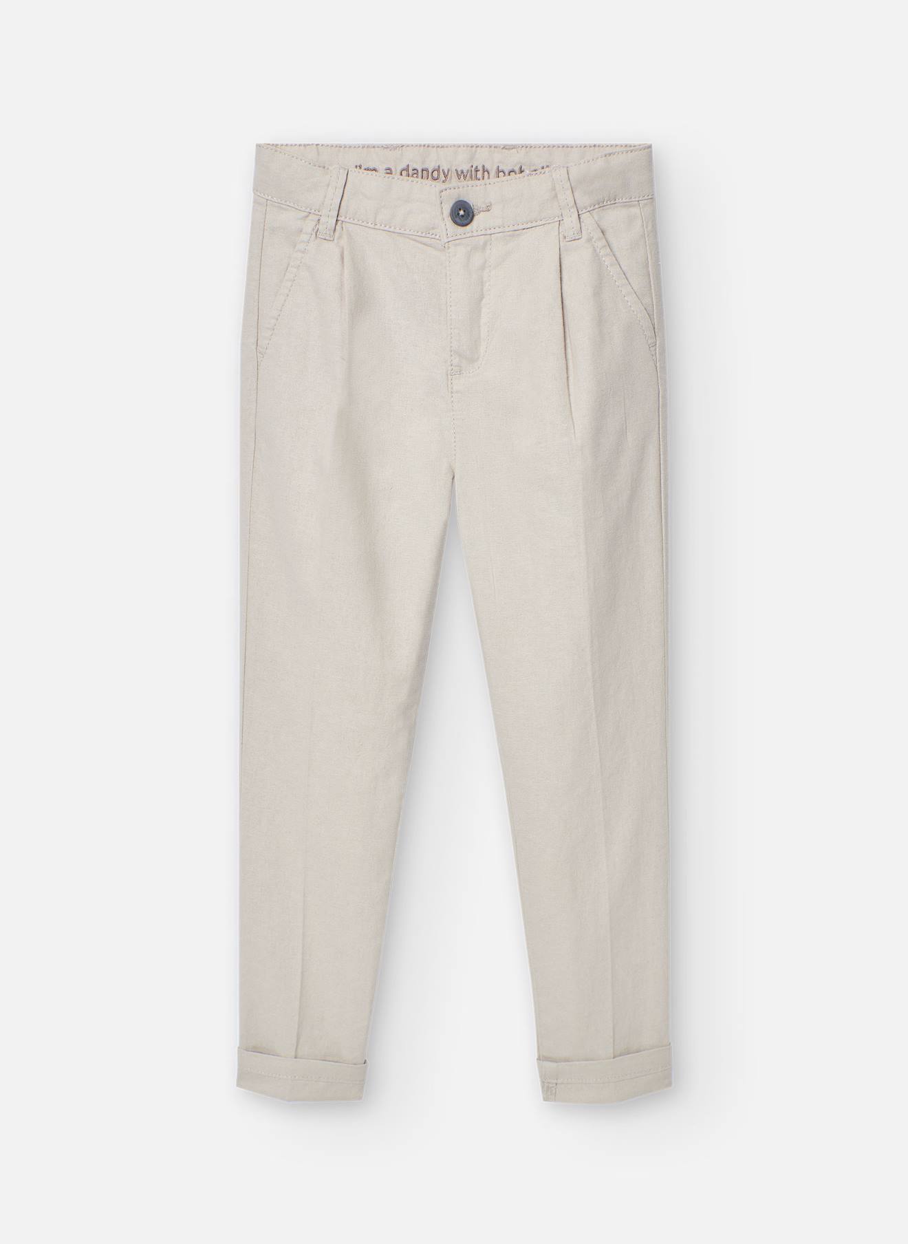 Pantalon Droit Uni Avec Fermeture À Bouton Et Fermeture Éclair Gris