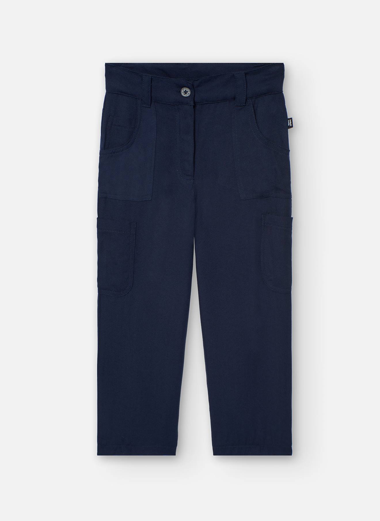 Pantalon Cargo Uni Avec Bouton Et Fermeture Éclair Bleu