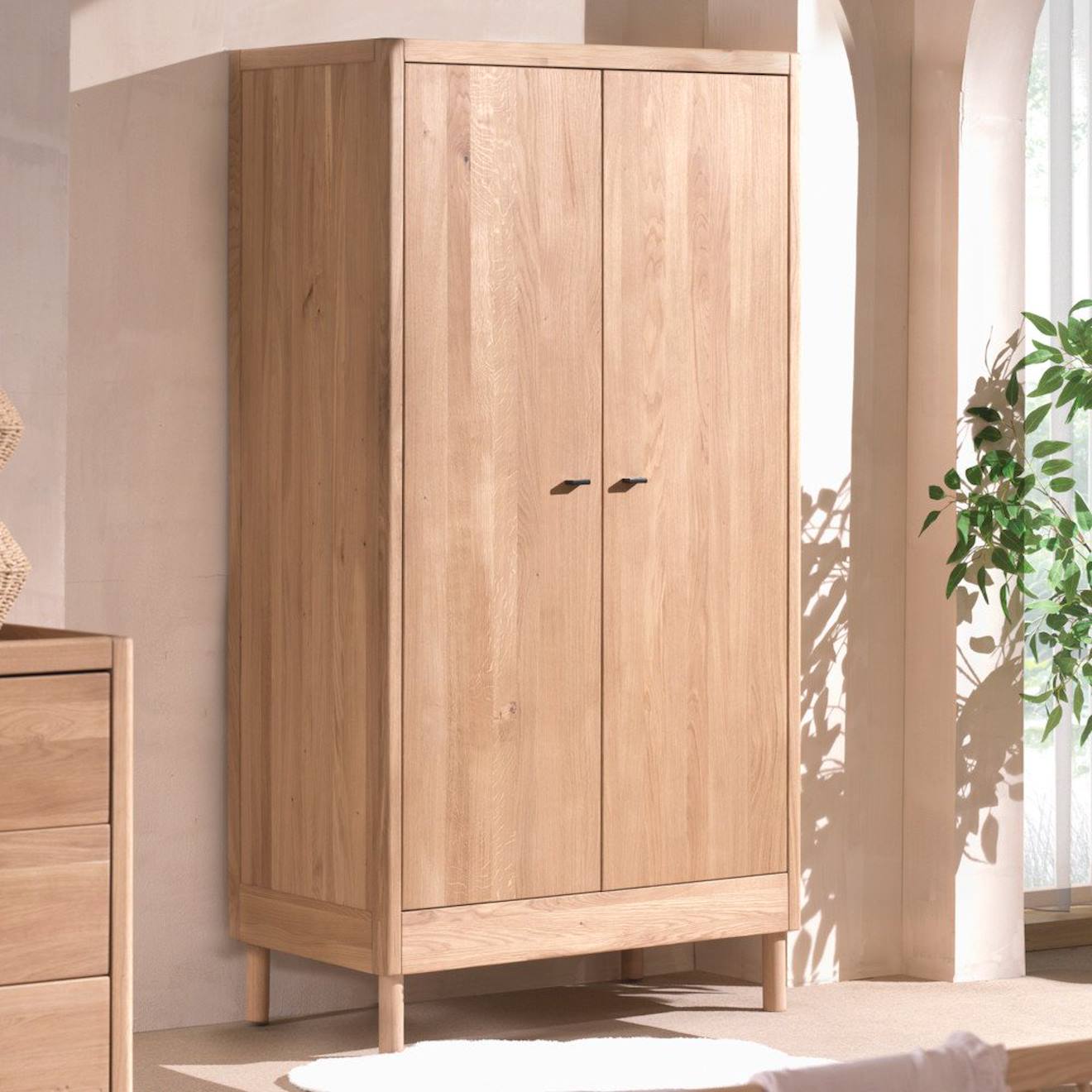 Armoire 2 Portes En Chêne Massif Romane Bois Naturel