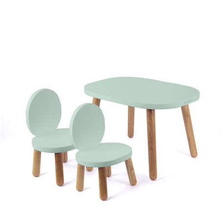 Pioupiou Et Merveilles - Ensemble Table Et Chaises Enfant Ovaline 1-4 Ans Vert Sauge