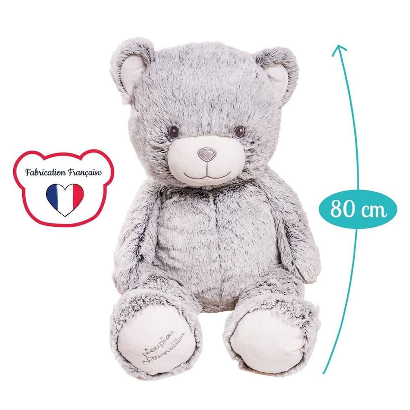 Peluche Géante Ours Gaston Gris - Made In France Gris (Pioupiou Et Merveilles) - Image 1