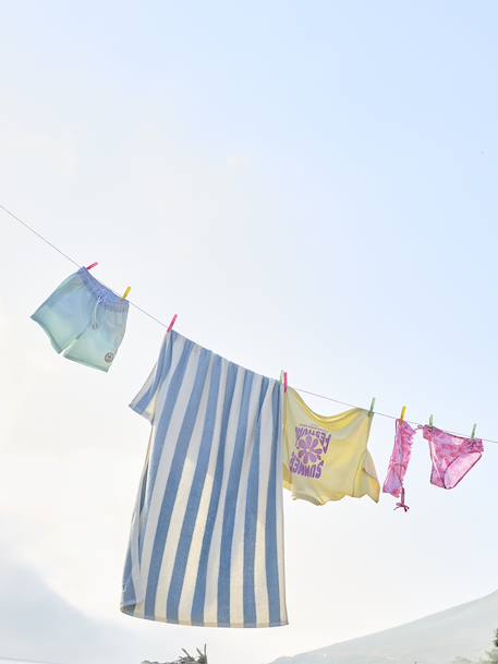Serviette de bain rayée TRANSAT personnalisable, avec coton recyclé rayé bleu+rayé jaune+rayé rose 5 - vertbaudet enfant 