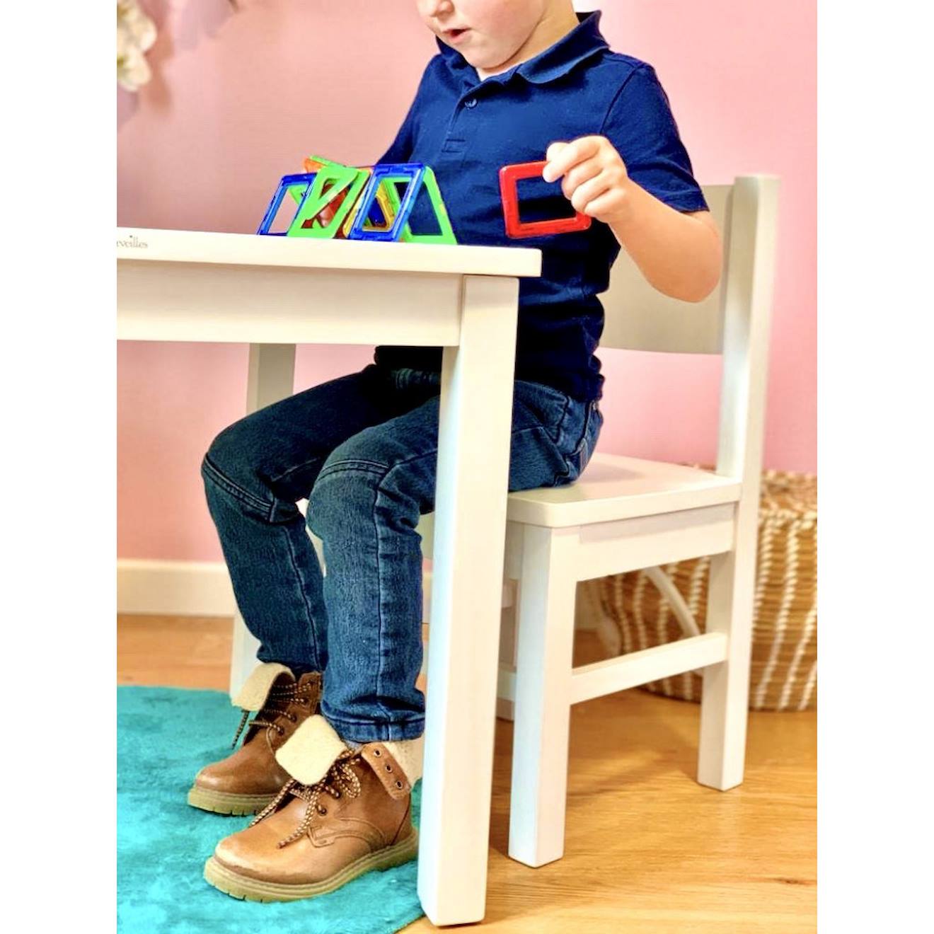 Lot De 2 Chaises Enfant En Bois 4-7 Ans Blanc (Pioupiou Et Merveilles) - Image 1
