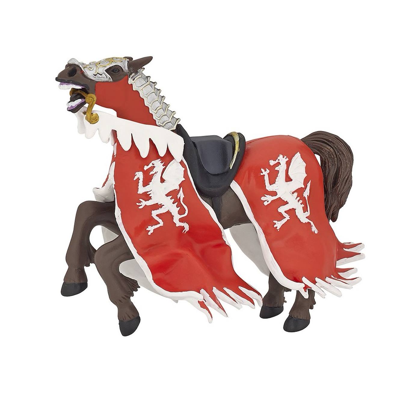 Figurine Cheval Du Roi Au Dragon Rouge Rouge