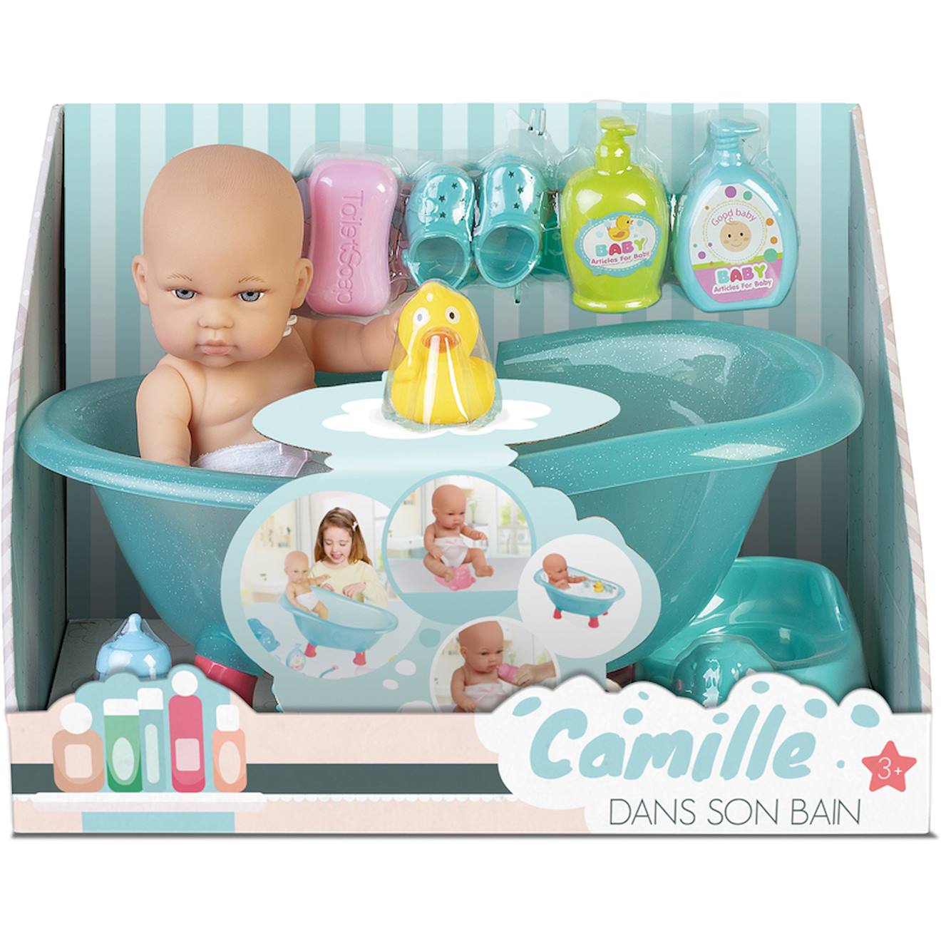 Bébé Camille Dans Son Bain Multicolore