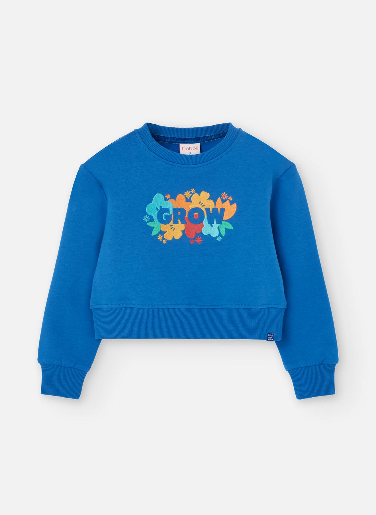 Sweat À Col Rond Avec Dessin Frontal Bleu