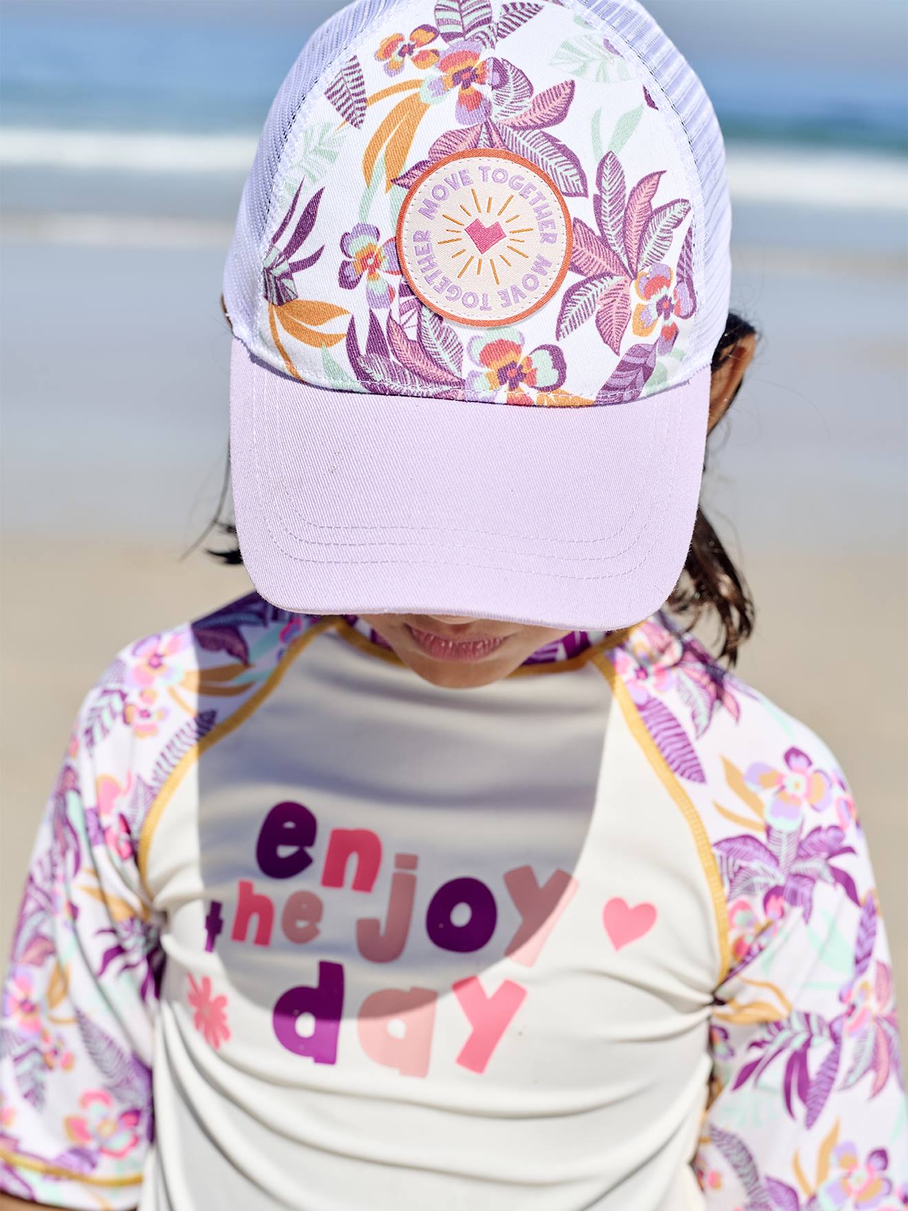 Casquette fille avec dos en mesh lilas/blanc