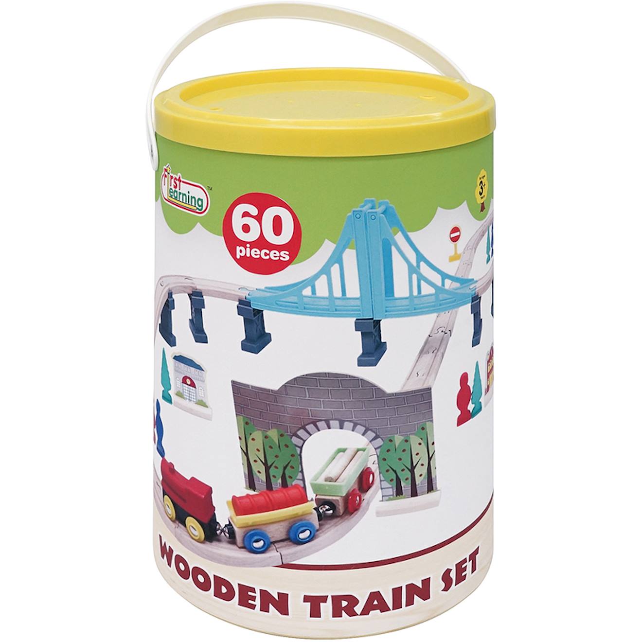 Baril Avec Train En Bois 60 Pièces Multicolore