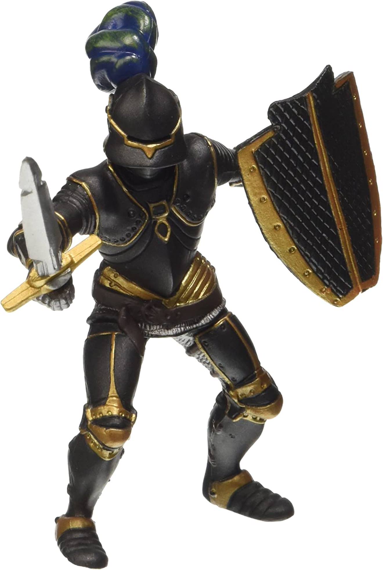 Figurine Chevalier En Armure Noire Blanc