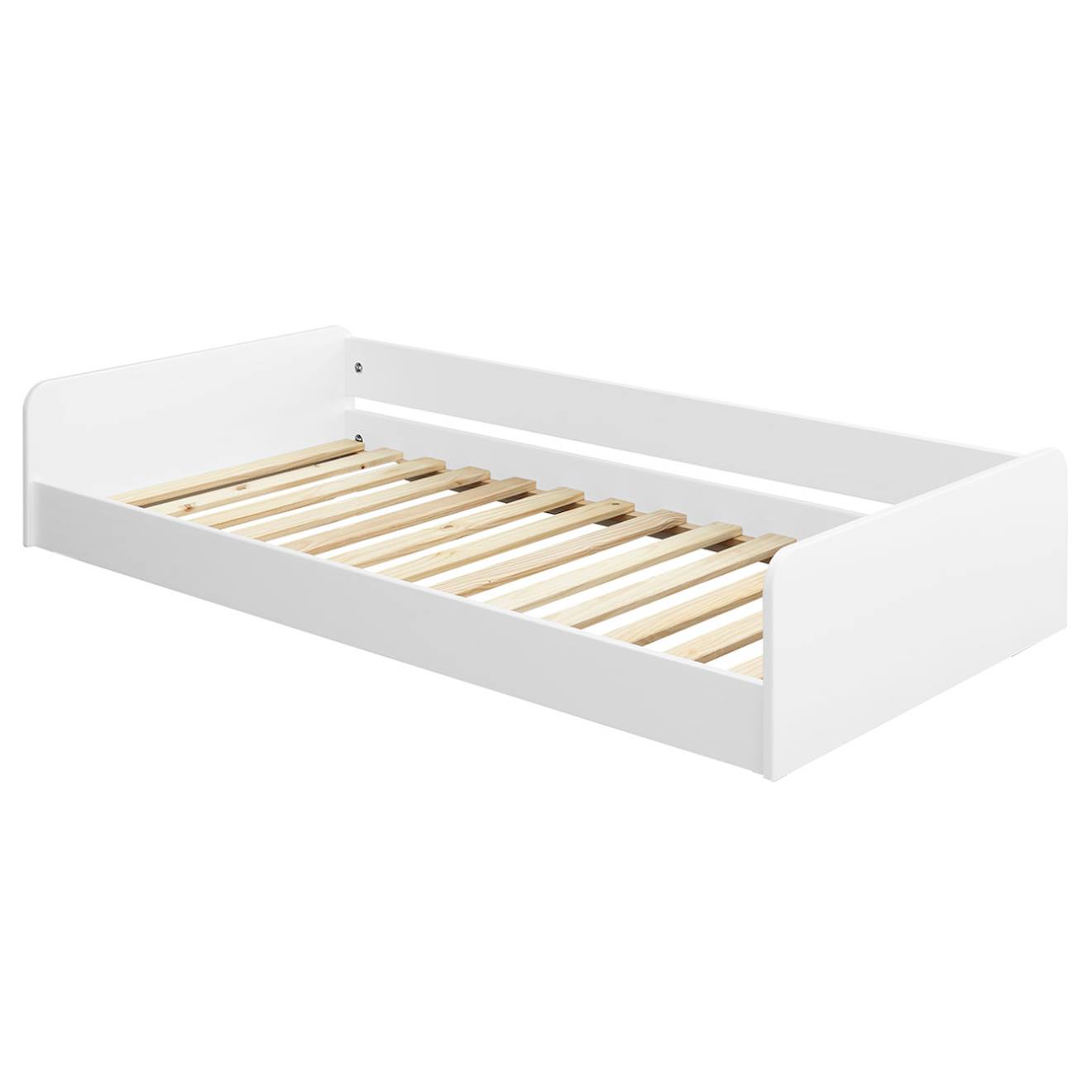 Lit Montessori Avec Barrière Bois Massif Harpe Blanc