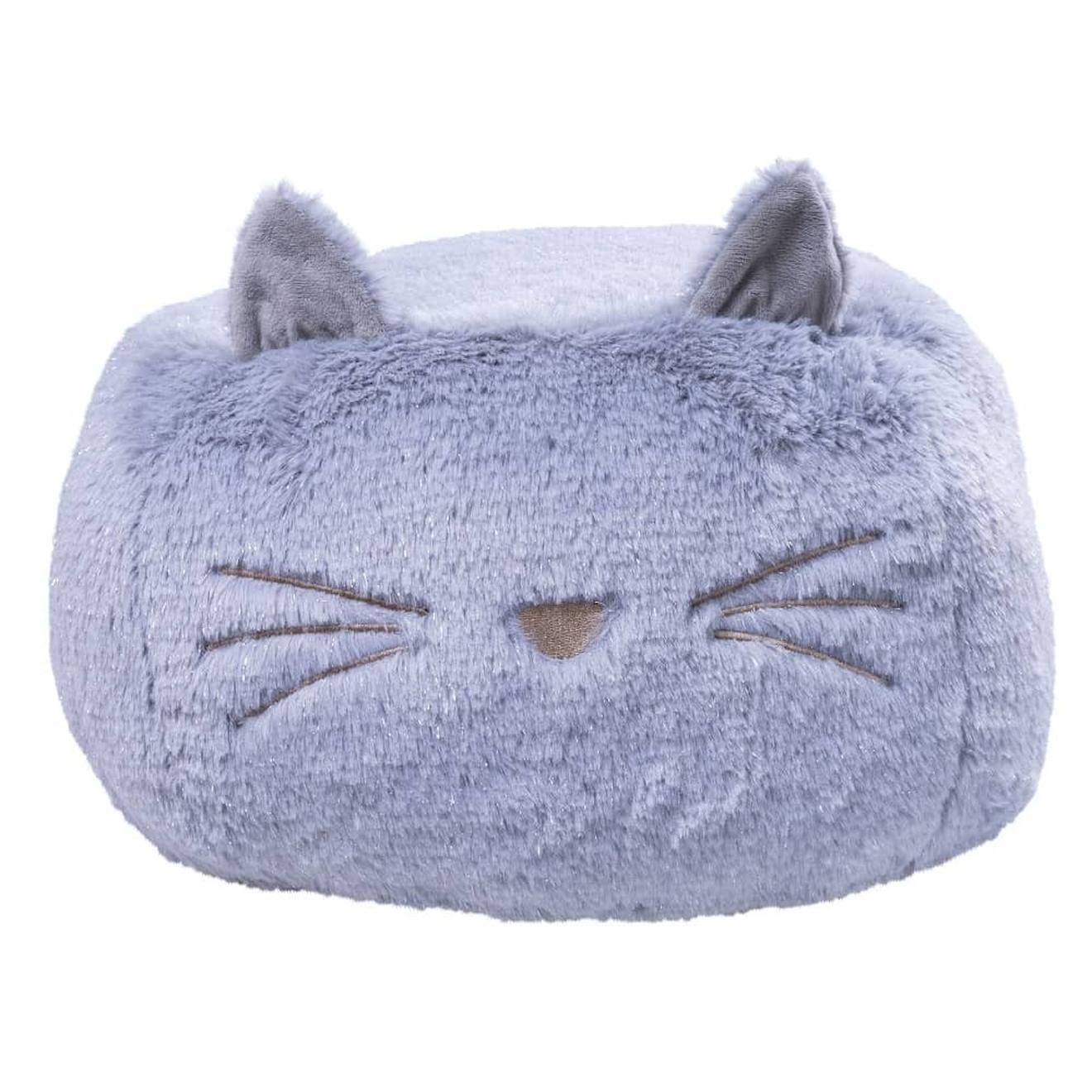 Pouf Chat En Peluche - Enfant - Made In France Gris