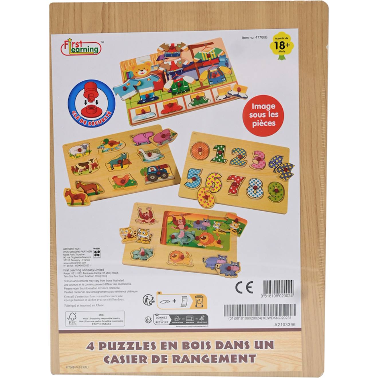 Casier 4 Puzzles Bois Multicolore