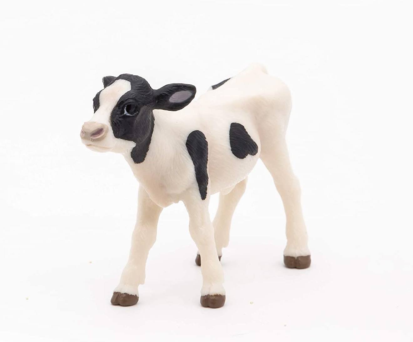 Figurine Veau Noir Et Blanc Blanc