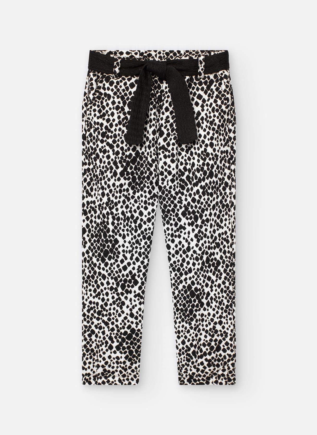 Pantalon Imprimé Avec Ceinture Noir