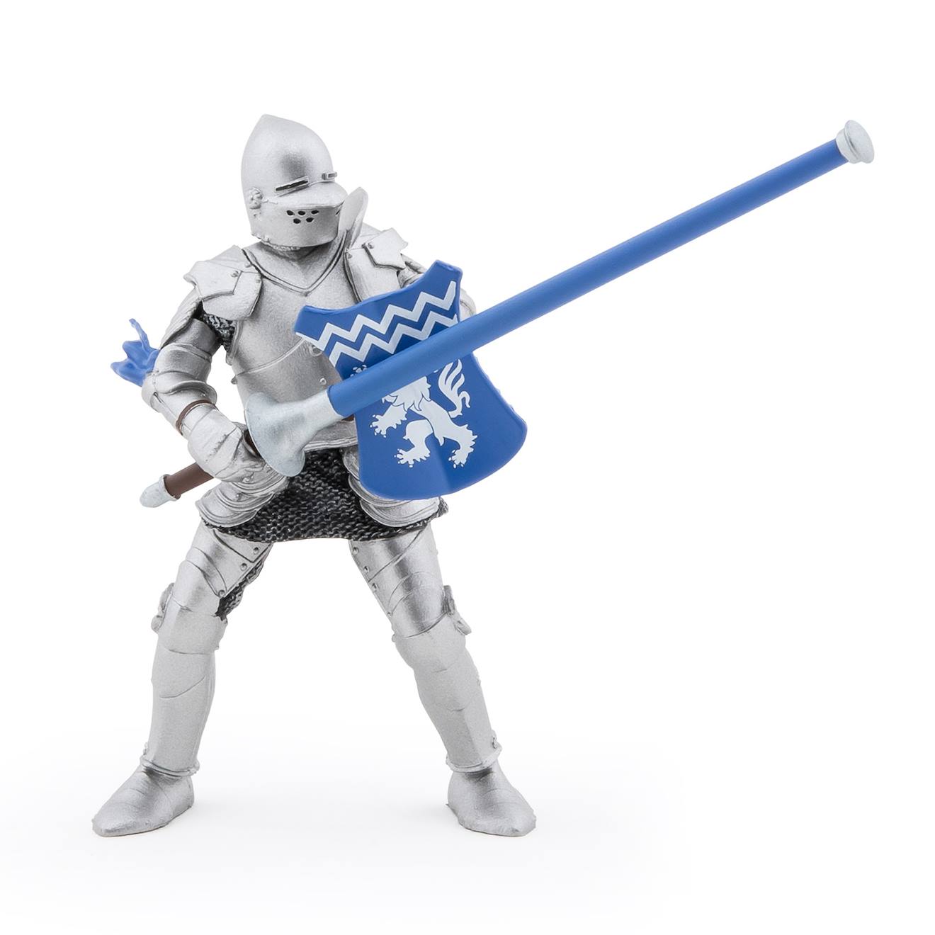 Figurine Chevalier Lion Lance Bleu Bleu