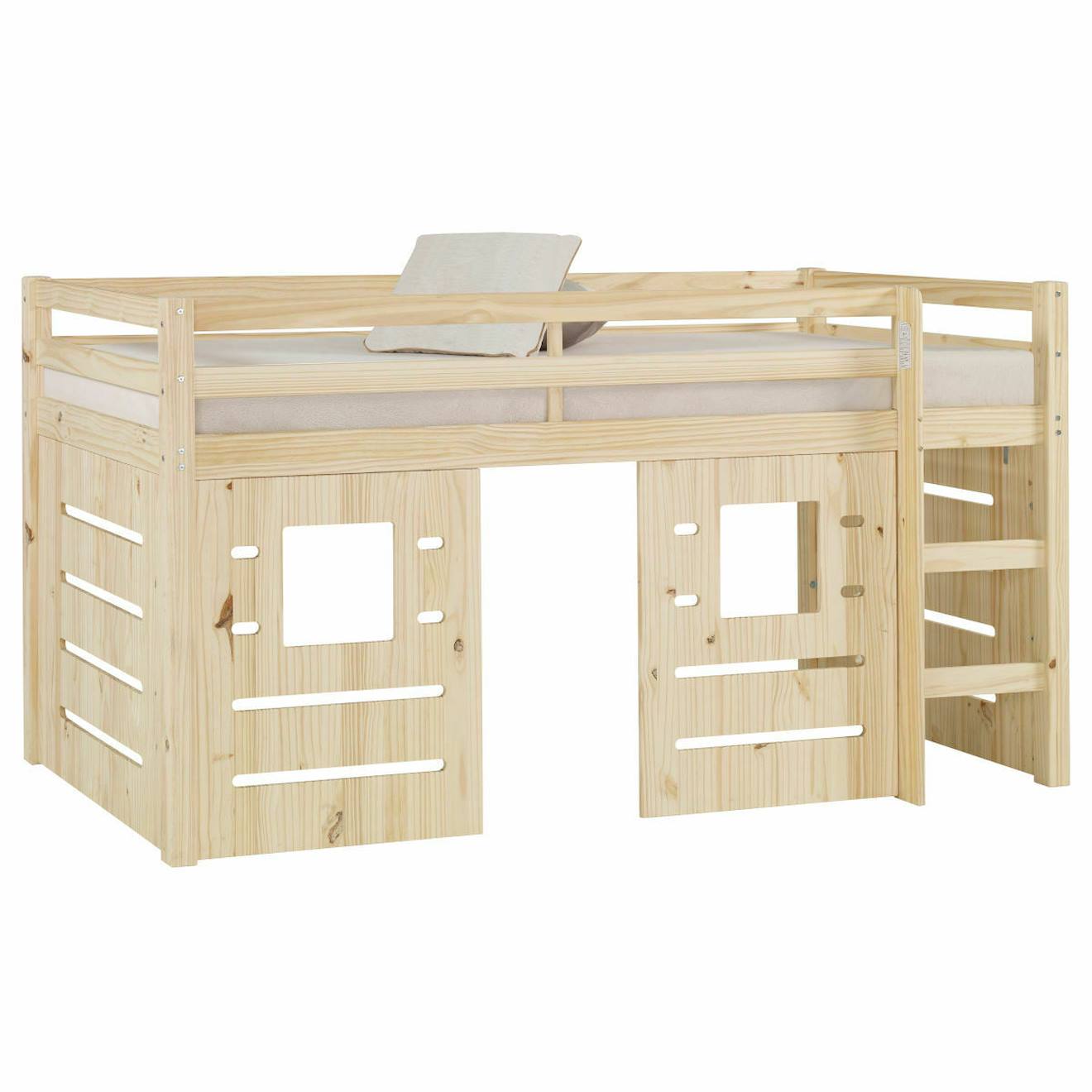 Pack Lit Mi-hauteur Avec Matelas Bois Massif Alma Bois Naturel
