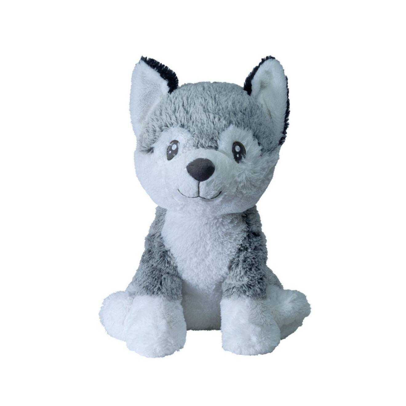 Peluche Géante Chien Husky Kodi - Made In France Gris Et Blanc
