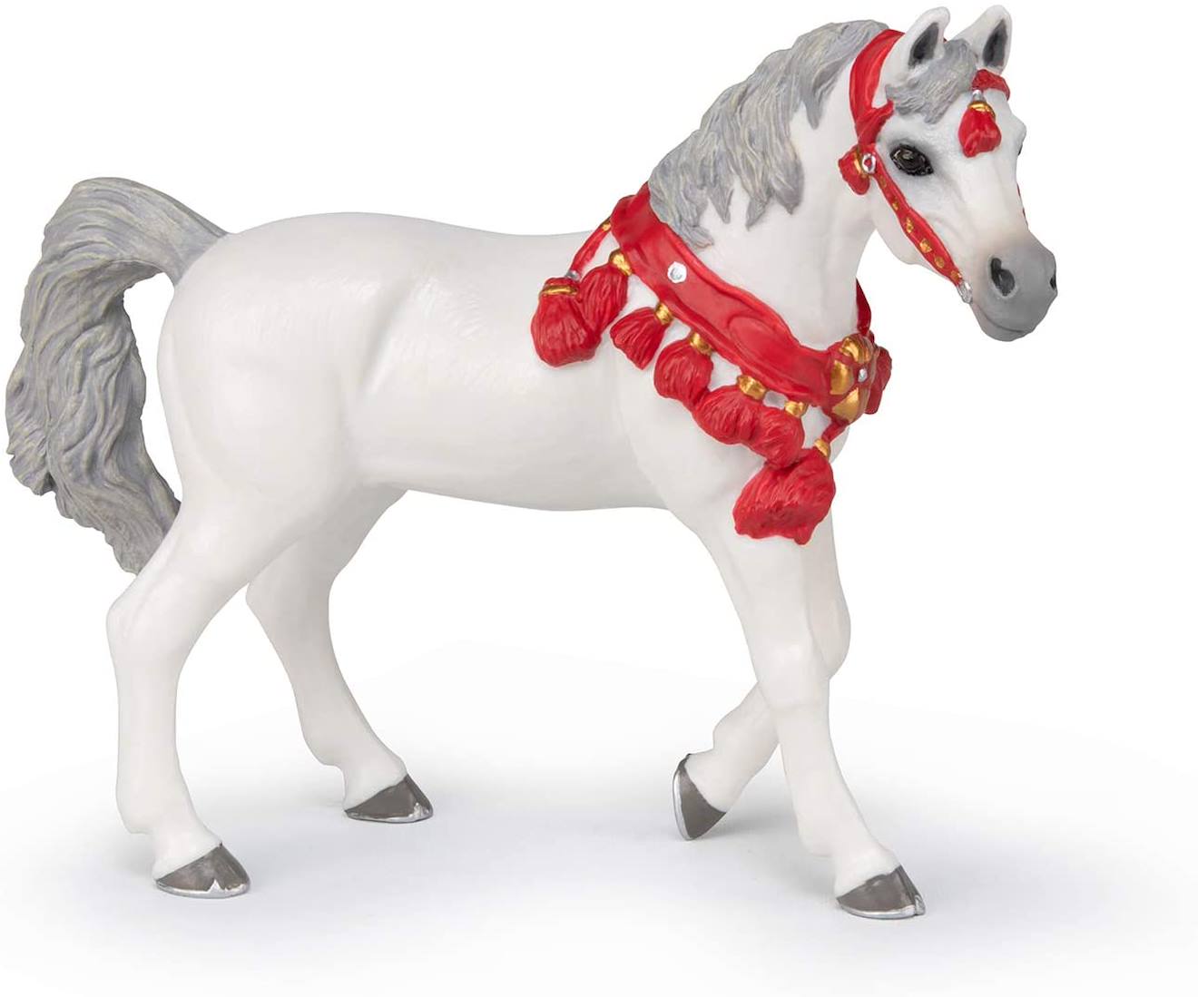 Figurine Cheval Arabe Blanc En Tenue De Parade Blanc