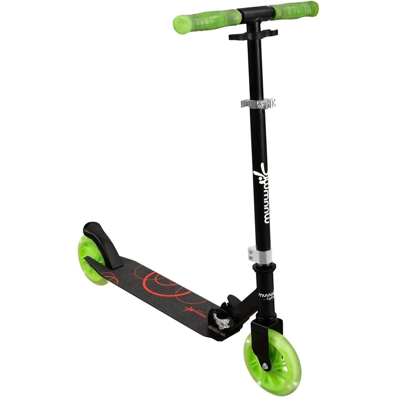 Muuwmi Trottinette En Aluminium 145 Mm, Certifiée Gs, Réglable Avec Roues À Led Noir Et Vert