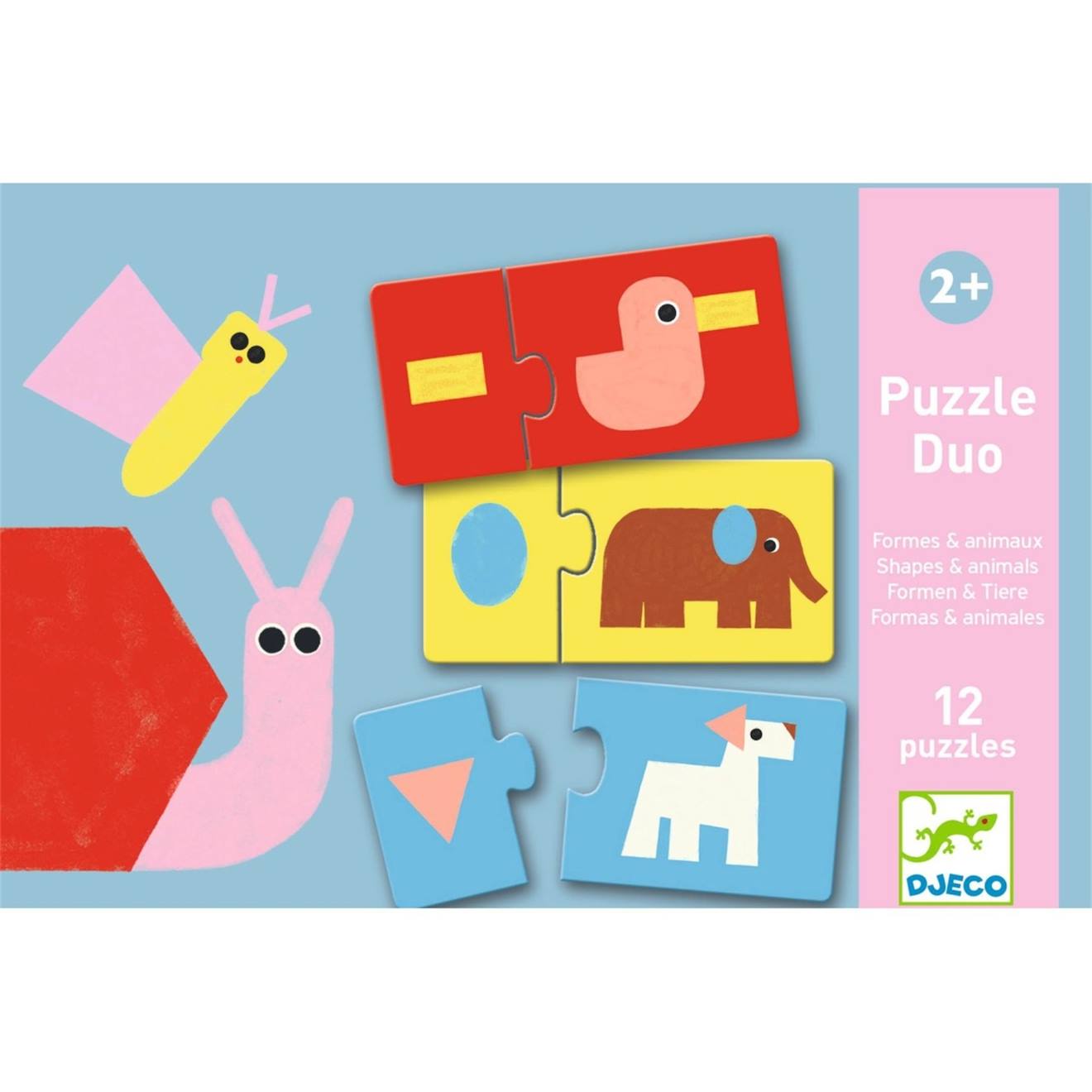 Puzzle Duo Animaux Et Formes Multicolore