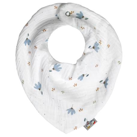 Bavoir bandana en coton Bleuet imprimé floral 1 - vertbaudet enfant 