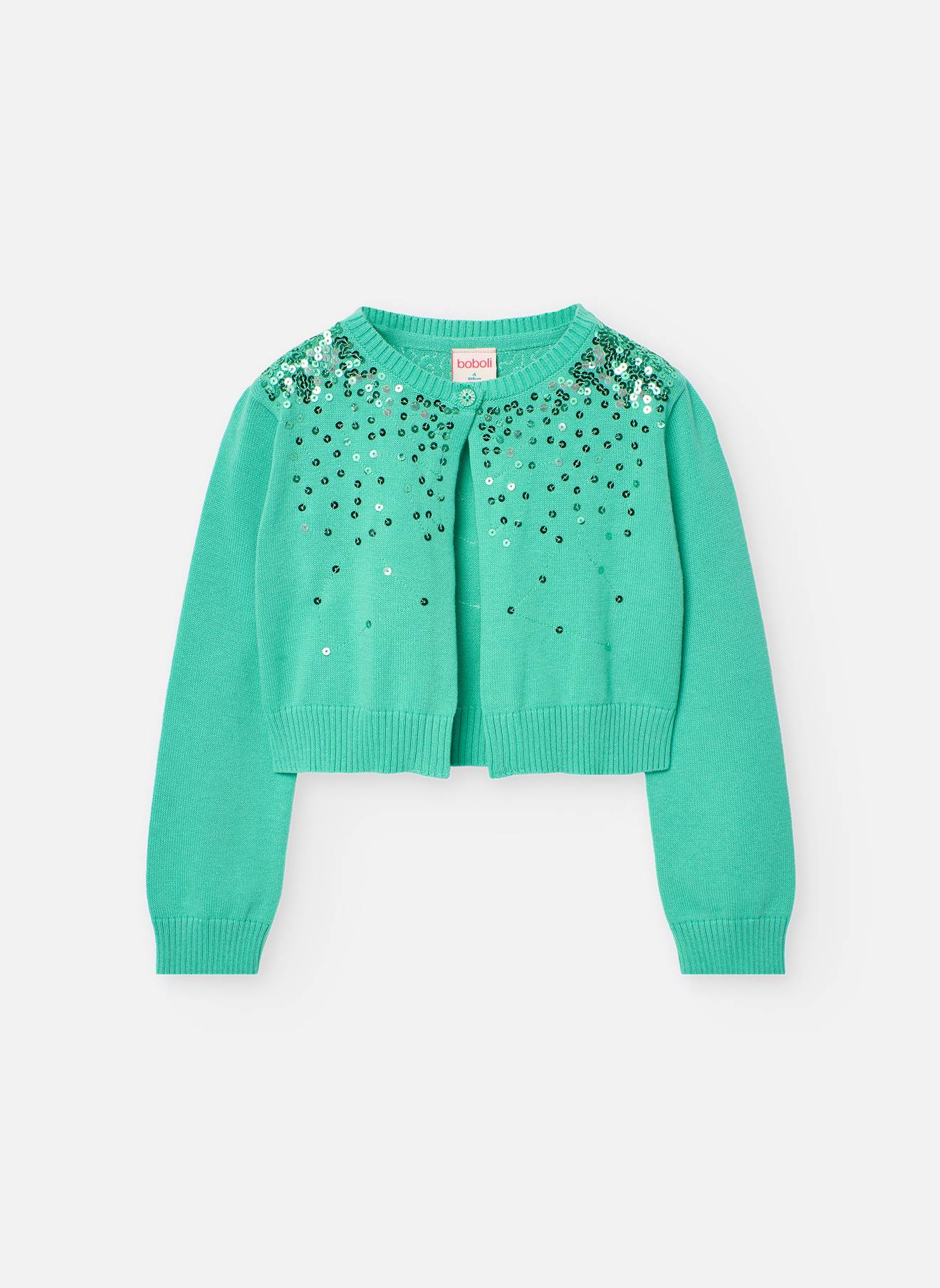Gilet En Maille Avec Sequins Et Bouton De Fermeture Vert