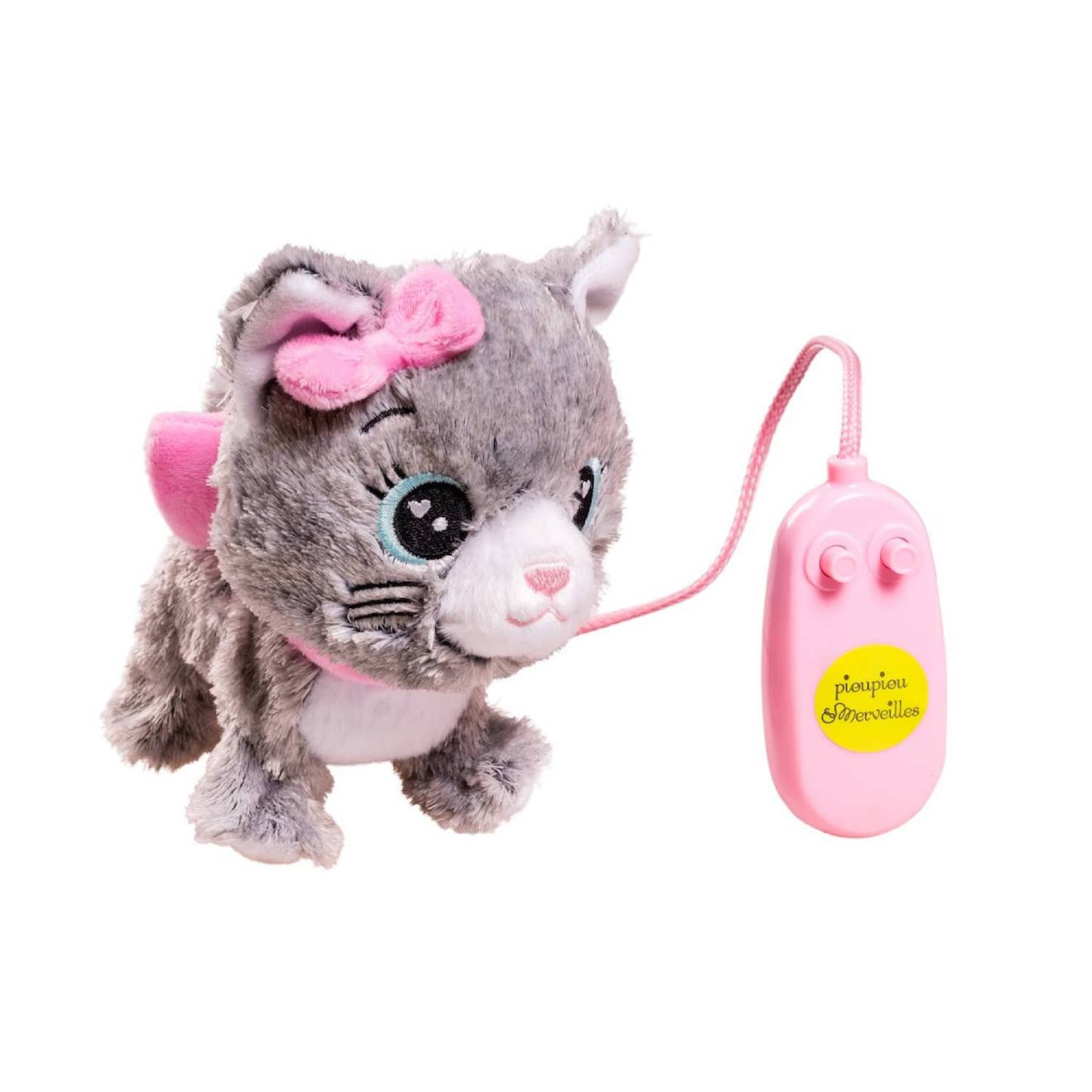 Peluche Filoguidée Chat - Moustache Marche Avec Moi Gris