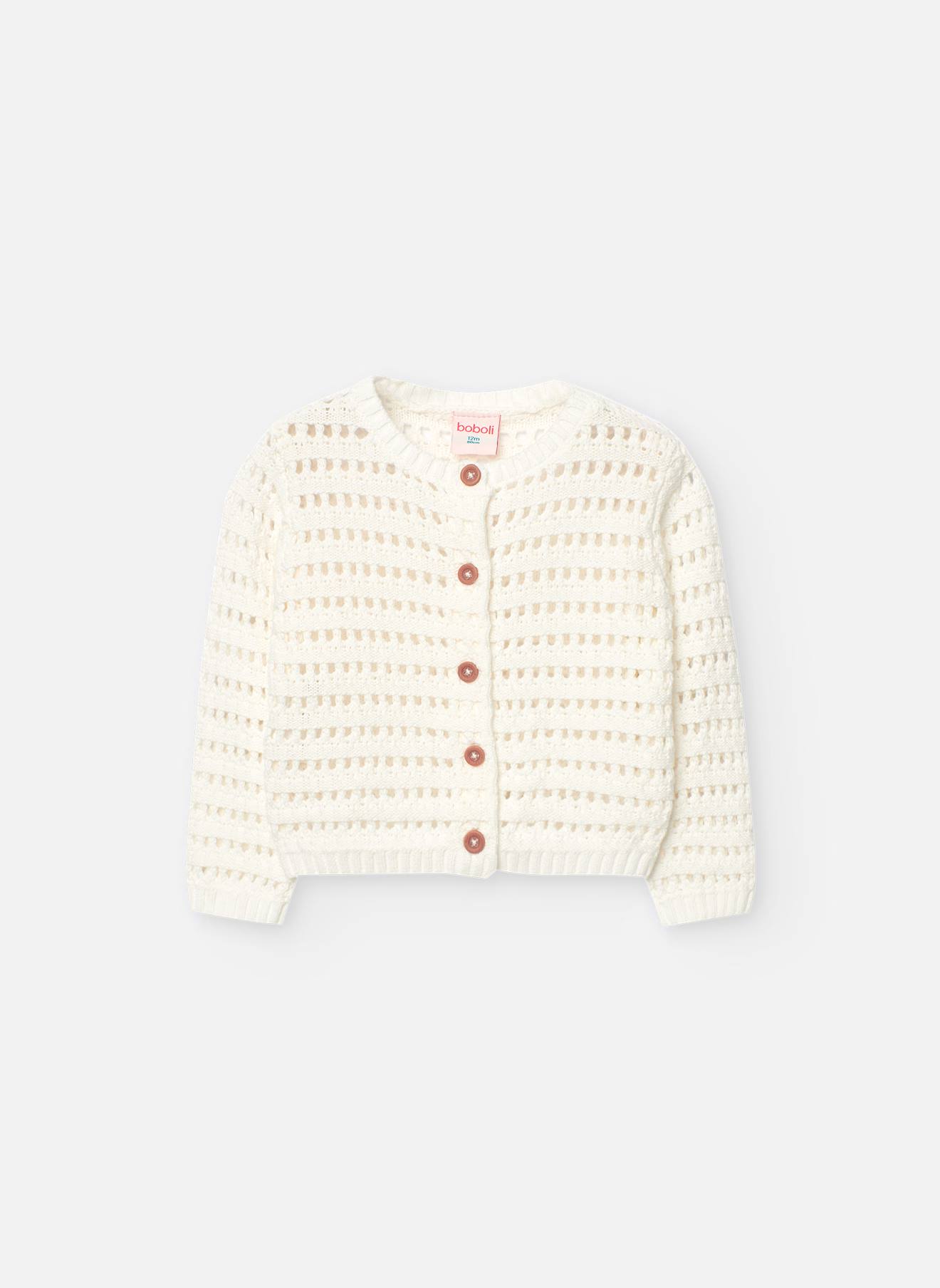 Gilet En Tricot Ajouré Avec Fermeture Boutons Blanc