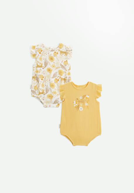 Petit Béguin - Lot De 2 Bodies Bébé à Bretelles En Gaze De Coton Tiana