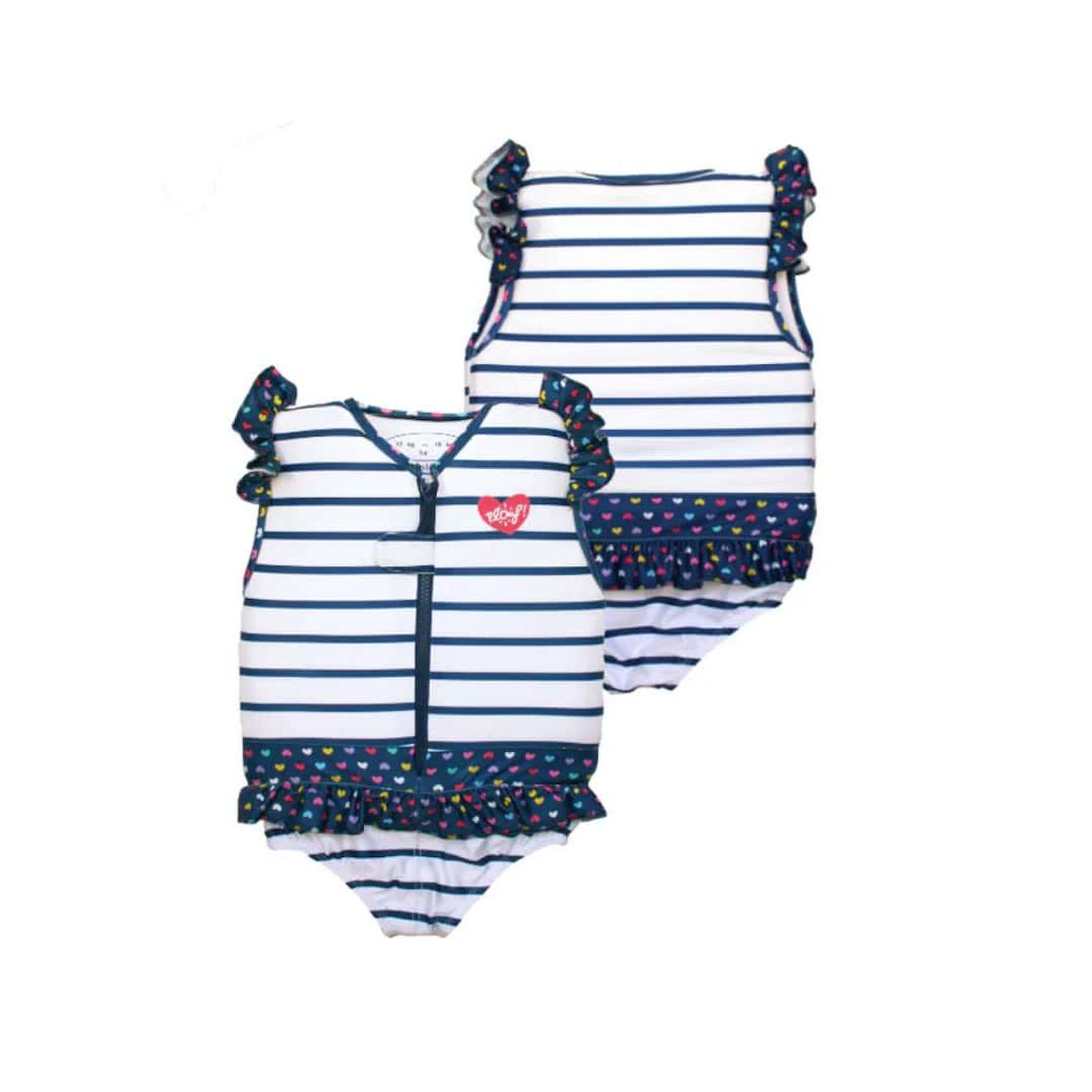 Maillot De Bain Flottant : Cœurs Marine / Blanc