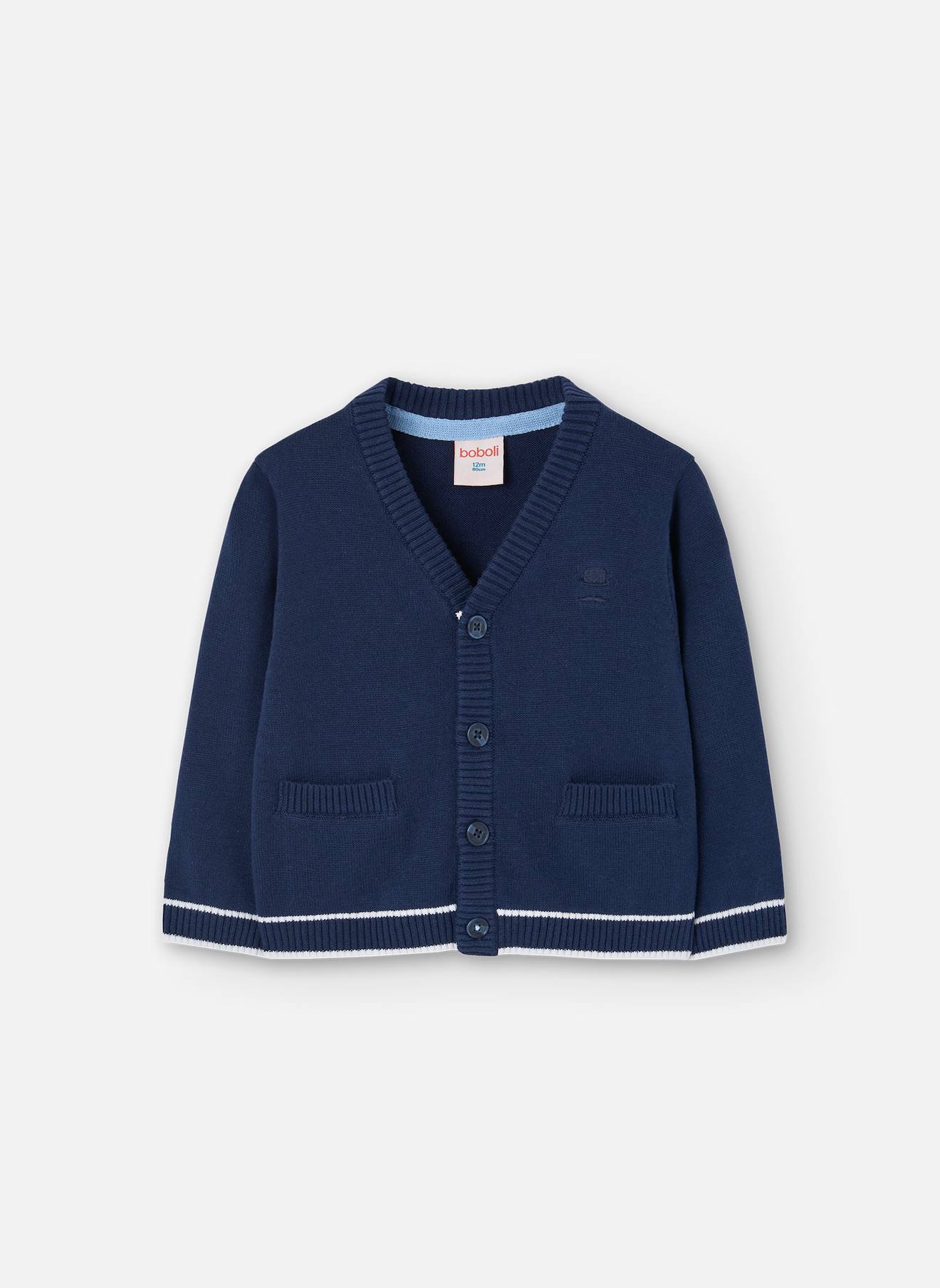 Gilet En Maille Avec Col En V Et Fermeture À Boutons Bleu