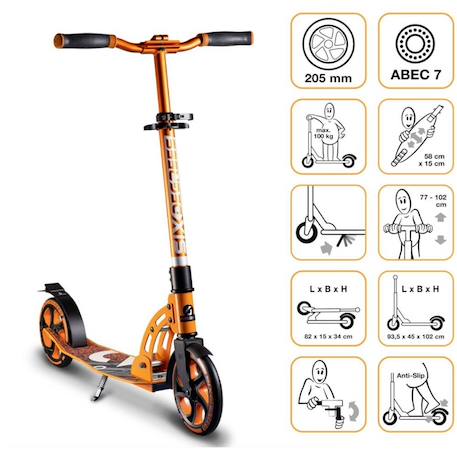 Six degrees trottinette aluminium 205 mm Orange 1 - vertbaudet enfant 