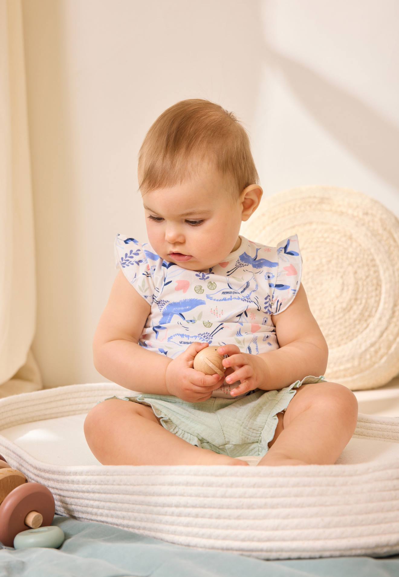 Ensemble Enfant T-shirt Et Short En Gaze De Coton Tiana Ecru