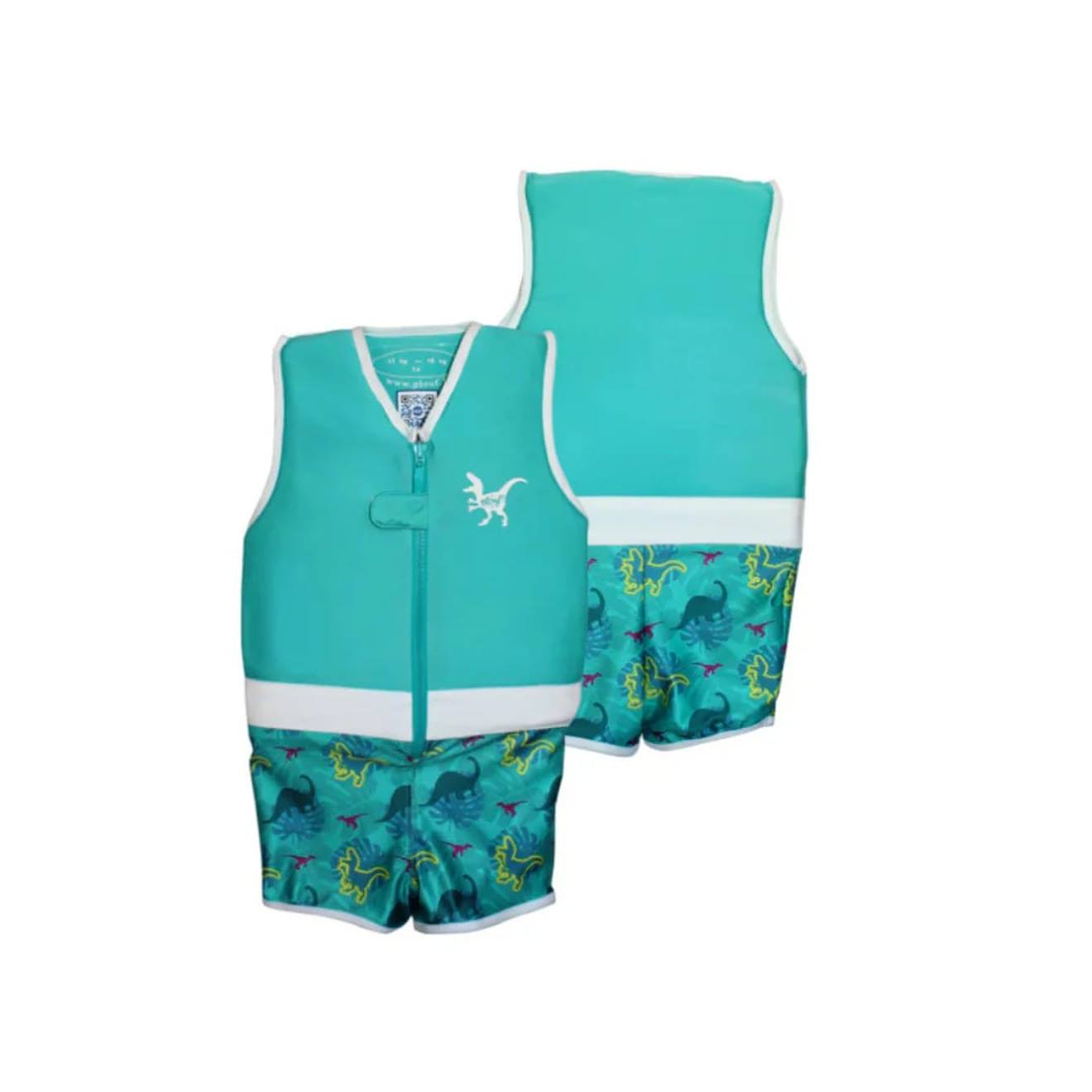 Maillot De Bain Flottant : Dinosaures Vert